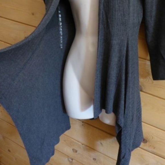 OST Cardigan Gray Open Front Draped Wrap - Picture 3 of 4